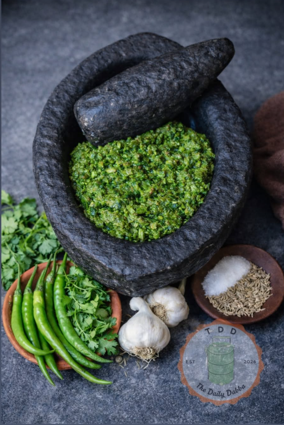 Fresh green chutney prepared with coriander and spices